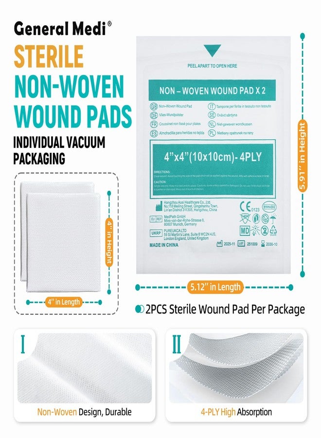General Medi Sterile Gauze Sponges, 4" x 4" Non-Woven Wound Pads - Individually Wrapped Highly Absorbent Sponges Pads for Cushioning Minor Wounds, Cuts & Burns Wound Care (60 Packs, 120 Pieces Total) - Image 2